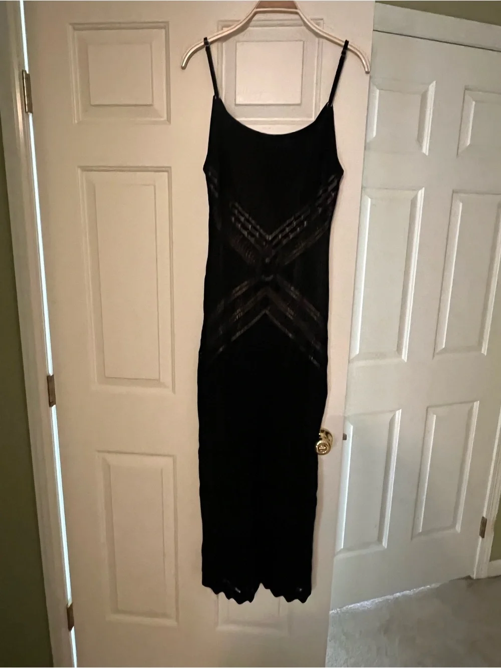 Commense Black Knit Crisscross Slip Maxi Dress